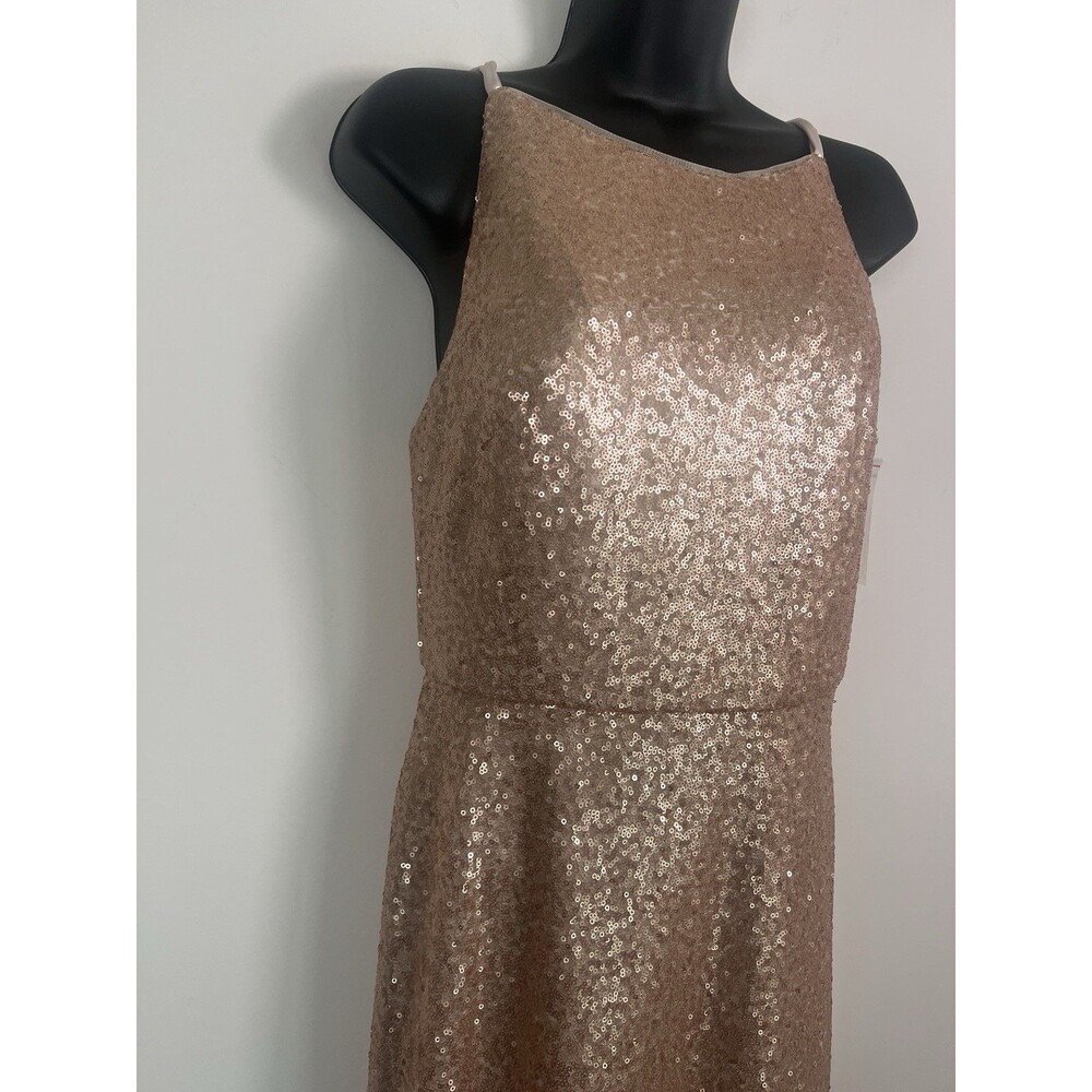 Dessy Collection NEW Size 4 Elle 3010 Sequin Rose Gold Gown Dress $284 - Picture 9 of 16